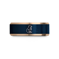 birthday present ideas mom – rose gold & blue tungsten sea otter wedding band