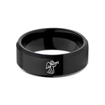 unique present for mom – black tungsten trumpeting angel wedding band