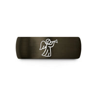 special present ideas mom – gunmetal & black tungsten trumpeting angel wedding band