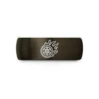 friendship ring for her – gunmetal & black tungsten flaming wheel wedding band