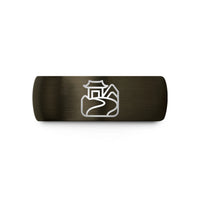 engraved ring for friends – gunmetal & black tungsten kumano kodo wedding band