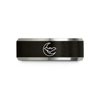 best presents for grandma – black & gray tungsten crescent moon bat wedding band
