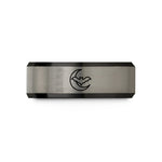 best presents for grandma – black & grey tungsten crescent moon bat wedding band