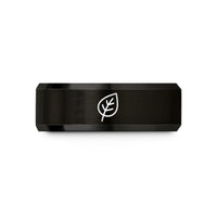 engraved rings for women – black & gold tungsten environmental leaf wedding band