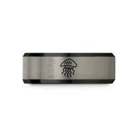presents for grandmothers – black & blue & silver tungsten man o war wedding band