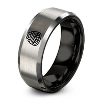 personalized presents for grandma – black & gray tungsten stenograph machine ring