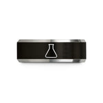 engraved rings for parents – black & grey tungsten erlenmeyer flask wedding band