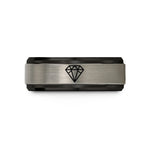 presents for first time – black & silver tungsten faceted diamond pattern wedding band