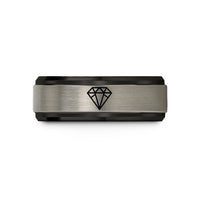 presents for first time – black & silver tungsten faceted diamond pattern wedding band