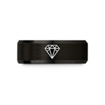 unique baby presents ideas – black tungsten faceted diamond pattern wedding band