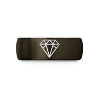 best presents for her – gunmetal & black tungsten faceted diamond pattern wedding band