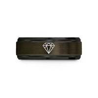 best presents for her – gunmetal & black tungsten faceted diamond pattern wedding band