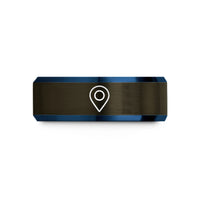 personalized presents for women – gunmetal & blue tungsten map pin icon wedding band