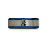 unique mom present ideas – black & blue & grey tungsten squash racket wedding band
