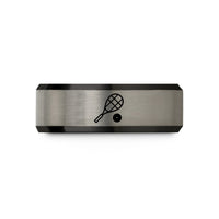 best presents for mom – black & blue & grey tungsten squash racket wedding band