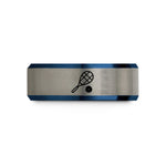 personalized presents for her – black & blue & gray tungsten squash racket wedding band
