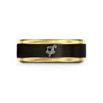 mom jewelry present set – black & gold tungsten top hat wedding band