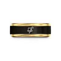 mom jewelry present set – black & gold tungsten top hat wedding band