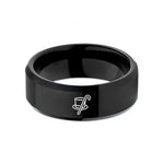mom jewelry present set – black tungsten top hat wedding band