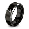 BMX Freestyle Rider – Tungsten Wedding Band, 8 mm, Black, Silver Comfort-Fit Unisex