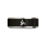 personalized presents for family – black & gray tungsten bmx freestyle rider wedding band