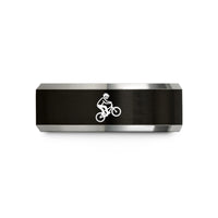 personalized presents for family – black & gray tungsten bmx freestyle rider wedding band