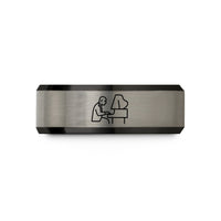 tungsten ring for mom – black & gray tungsten jazz pianist wedding band