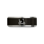 best keepsakes for her – black & silver tungsten mobility scooter wedding band