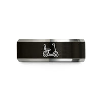 best keepsakes for her – black & silver tungsten mobility scooter wedding band