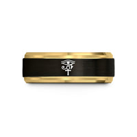 personalized presents for her – black & gold tungsten horus ankh wedding band