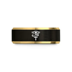 unique presents for him – black & gold tungsten horus ankh wedding band