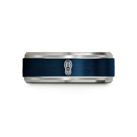 anniversary presents for couples – blue & grey tungsten shoe print wedding band