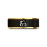 best presents for grandma – black & gold tungsten mosque silhouette wedding band