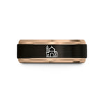 special presents for her – black & rose gold tungsten mosque silhouette wedding band