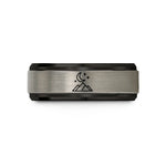 engraved rings for her – black & blue & grey tungsten mountain stars wedding band