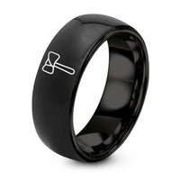 Gifts for Older Woman – black tungsten rawhide mallet ring