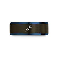 thoughtful presents for her – gunmetal & blue tungsten signal probe wedding band