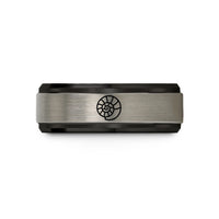 birthday presents for sister – black & blue & grey tungsten nautilus spiral wedding band