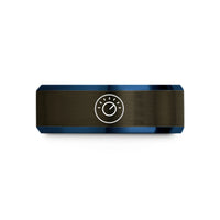 personalized sister presents – gunmetal & blue tungsten thermostat dial wedding band