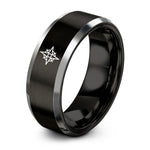 personalized birthday present – black & silver tungsten compass ring
