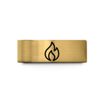 unique token for her – gold tungsten flame icon wedding band