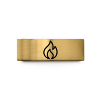 unique token for her – gold tungsten flame icon wedding band