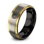personalized present for sister – black & gold & gray tungsten glass notes ring