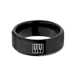 women’s silver wedding – black tungsten piano key wrap wedding band