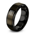 Piano Key Wrap – Tungsten Wedding Band, 8 mm, Black, Gunmetal Comfort-Fit Unisex