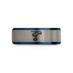 unique presents for her – black & blue & silver tungsten rescue hook wedding band