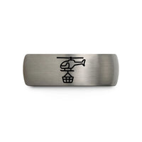 unique presents for her – blue & gray tungsten rescue hook wedding band