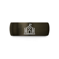 unique present ideas woman – gunmetal & black tungsten school building wedding band