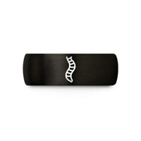 engraved rings for women – black & gold tungsten spine curve wedding band
