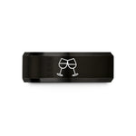 sister birthday present ideas – black & rose gold tungsten clinking wine glasses wedding band